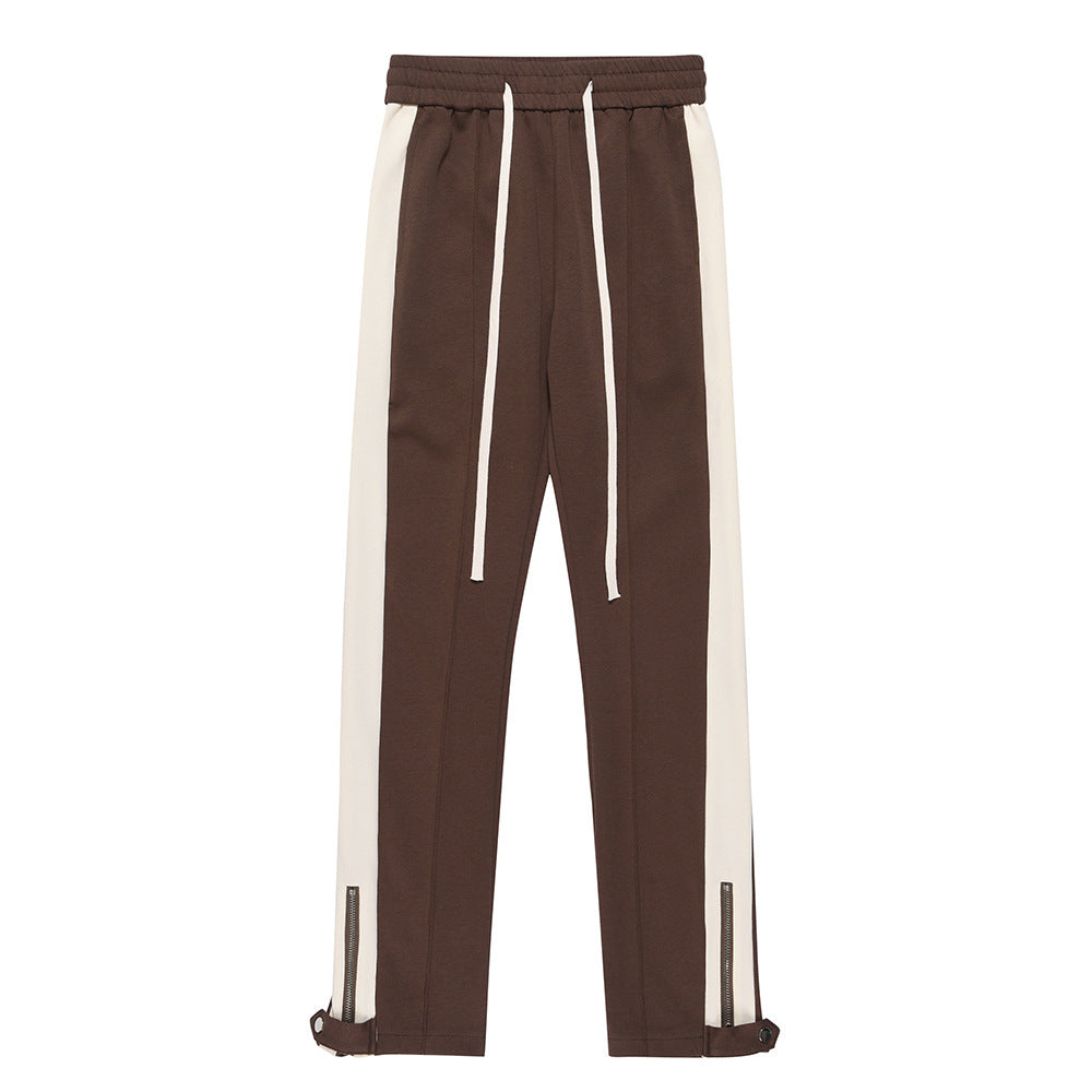 Fashion Stitching Casual Wide-leg Trousers Men by http://Loyshop.shop