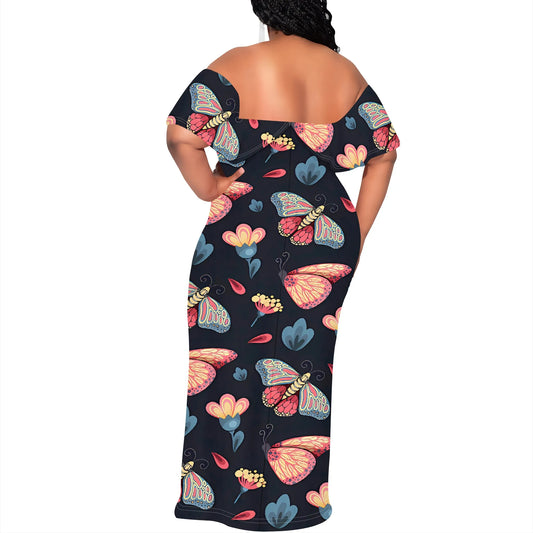 Women's Fashion 2025 Spring/Summer New Customized Casual Loose Swing Collar Printed Butterfly Beach Dress by http:// Lolyshop.shop