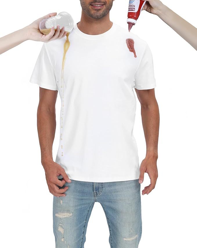 Neat White Basic Crewneck Short Sleeve Cotton Polyester Water Repellent Tops T Shirts Tee For Men by http://Lolyshop.shop