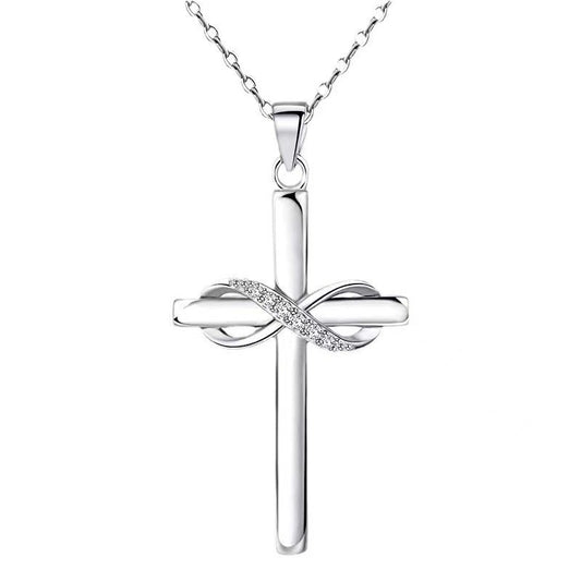 Cross With Infinity Sign Pendant Necklace For Women Simple Stylish Gold Color Neck Accessories Temperament Lady Jewelry Fashion Jewelry Valentine's Day Gifts by http://Lolyshop.shop