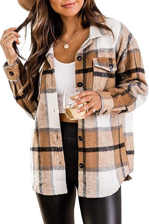 Flannel Jacket Casual Check Button Down by http://Lolyshop.shop