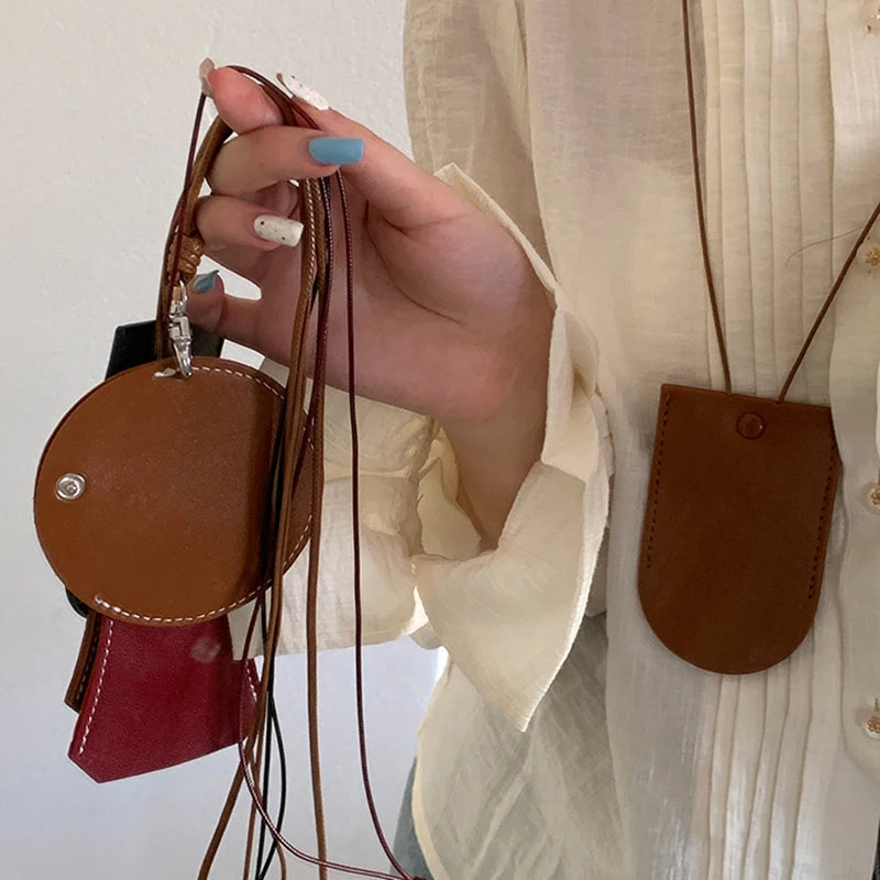 Simple Personalized Multifunctional Leather Sunglasses Clip Organizer Necklace Creative Cute Pouch Pendant Sweater Chain Jewelry