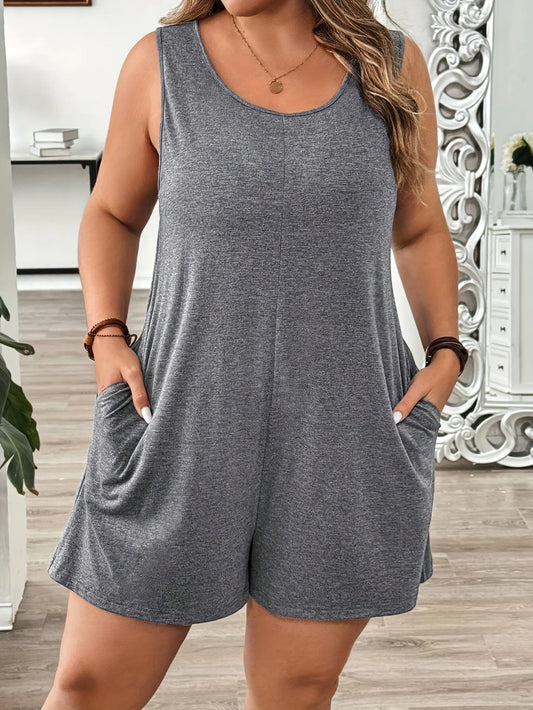 Women's plus size solid color sports simple daily knitted solid color jumpsuit casual comfortable cool by http:// Lolyshop.shop