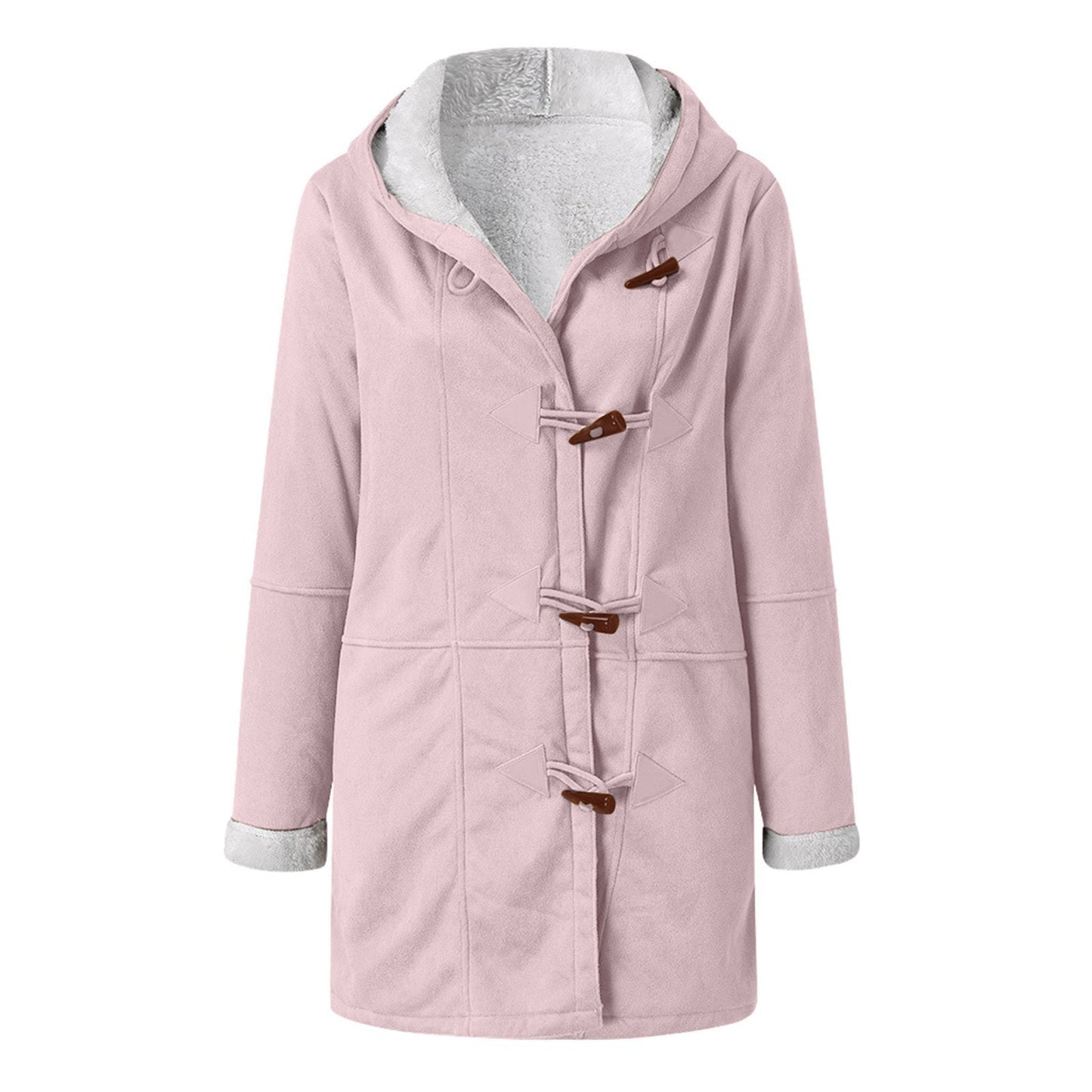 Winter Button Coat Fashion Warm Hooded Jacket With Pockets Women's Clothing - Http:// Lolyshop.shop