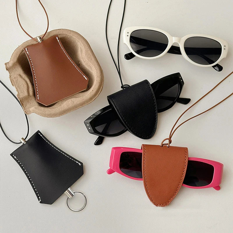 Simple Personalized Multifunctional Leather Sunglasses Clip Organizer Necklace Creative Cute Pouch Pendant Sweater Chain Jewelry