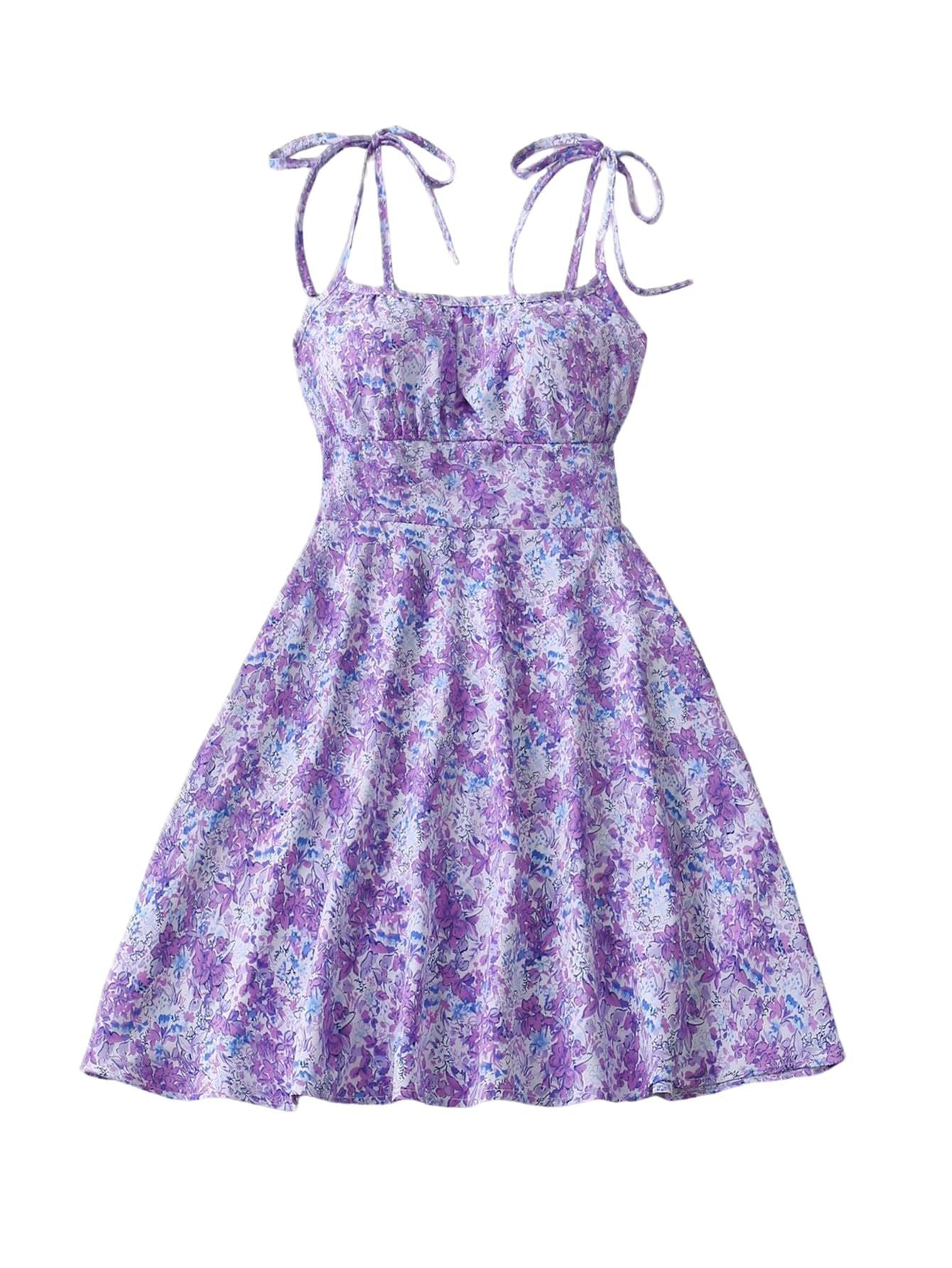 Floral Print Dress Summer Sweet A- Line Waist Trimming Dresses Women's Slimming Casual Clothing Cjdropshipping