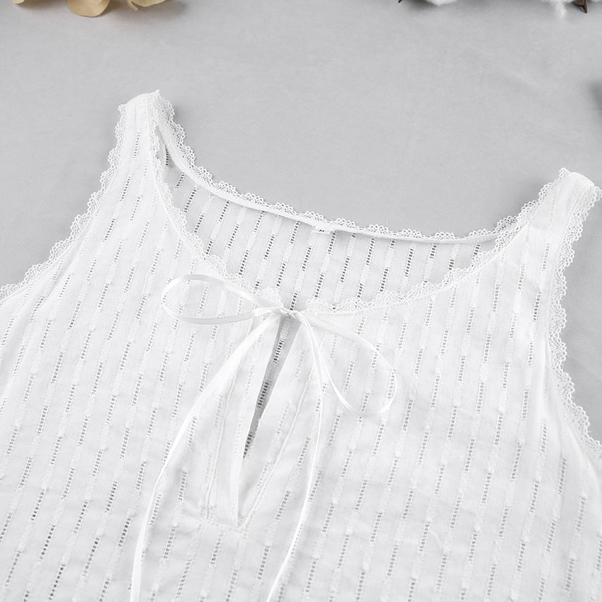 Sleeping Dress Cotton Silk Halter Short Skirt Hollow Fashion by http://Lolyshop.shop