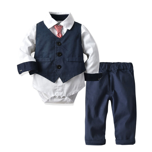 Gentleman's Suit Baby One-piece Romper Long-sleeved Romper by http://Loyshop.shop