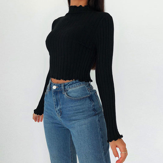 Women's slim t-shirts with half turtleneck fungus by http://Lolyshop.shop