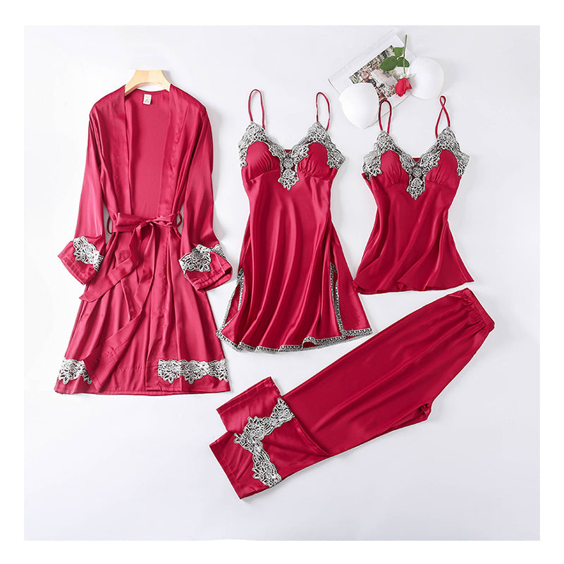 Four-piece dressing gown female summer suit by http://Lolyshop.shop