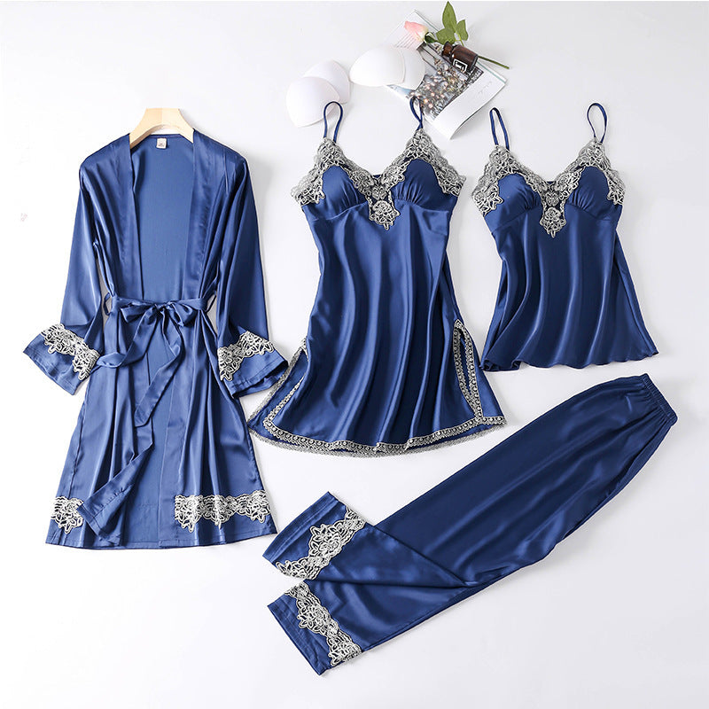 Four-piece dressing gown female summer suit by http://Lolyshop.shop