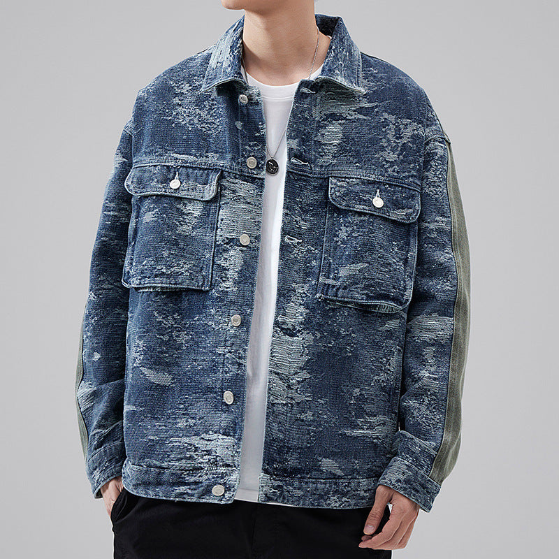 High Street American Classic Retro Patterned Denim Casual Jacket Shirt by http://Lolyshop.shop