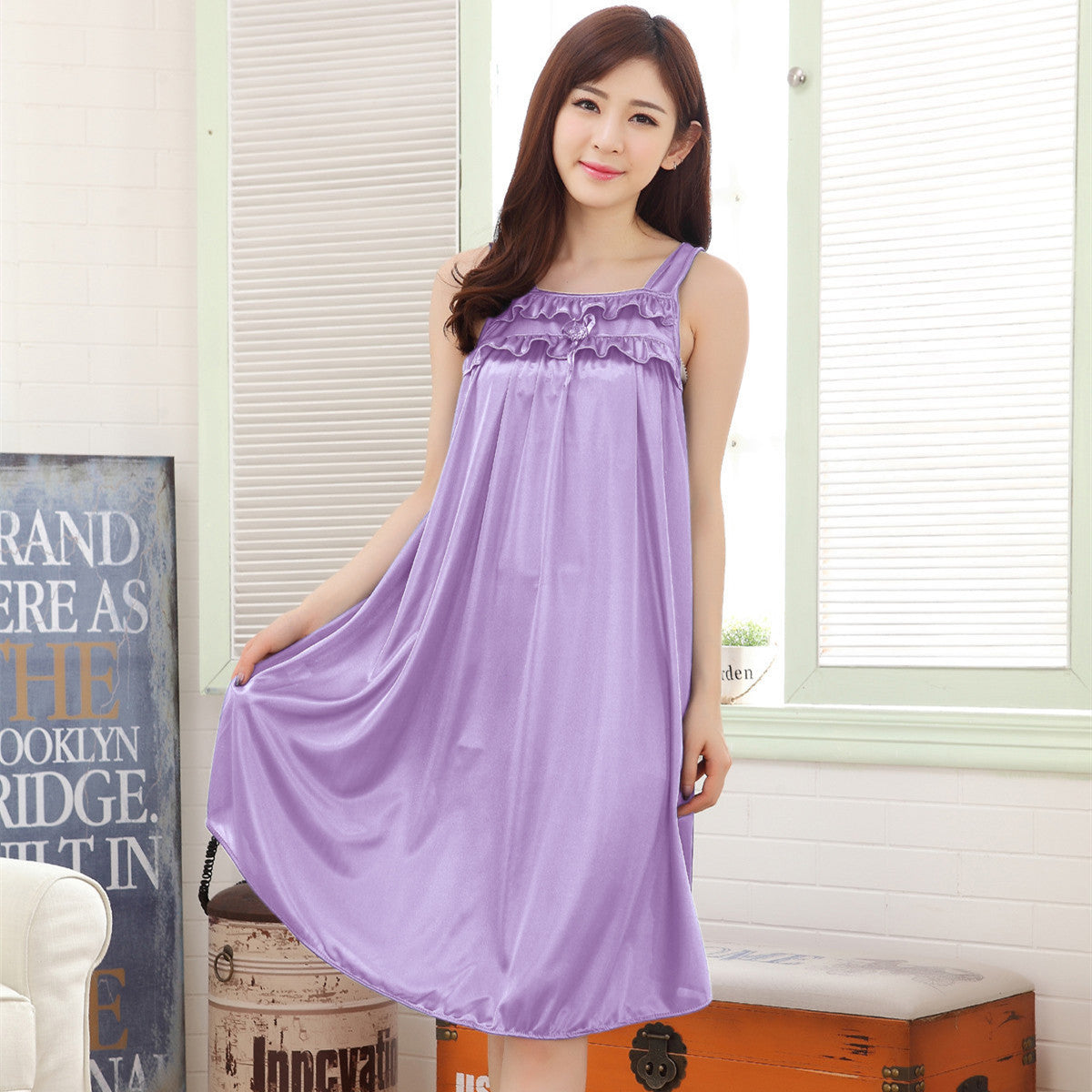 Summer Ice Silk Thin Sexy Home Dress Sling Belt Sleep Skirt by http://Lolyshop.shop