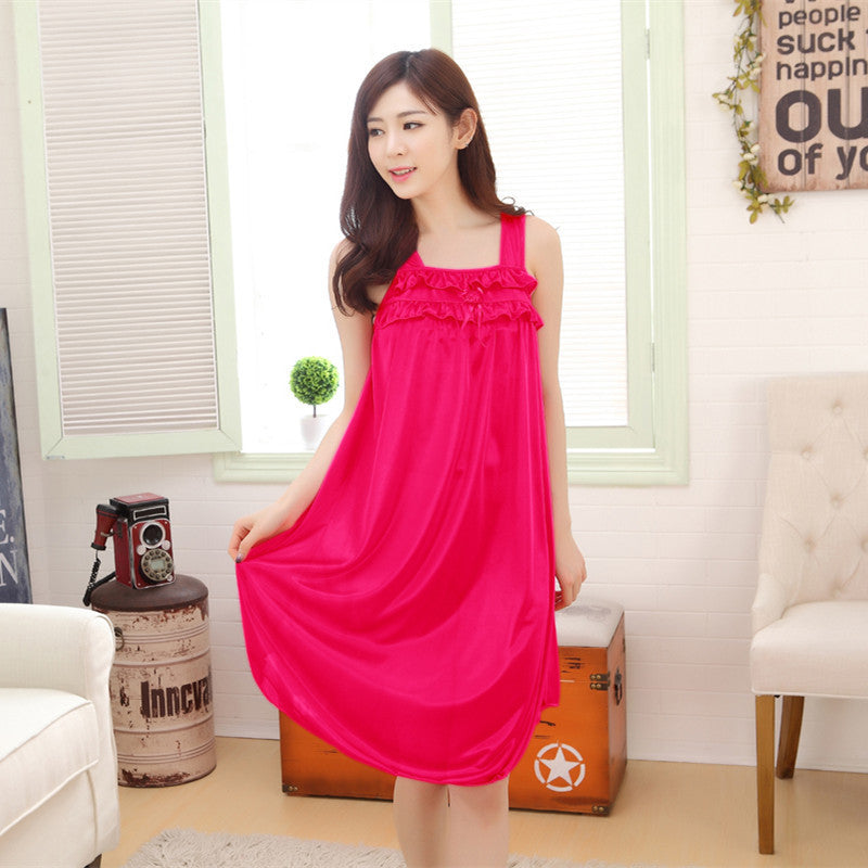 Summer Ice Silk Thin Sexy Home Dress Sling Belt Sleep Skirt by http://Lolyshop.shop