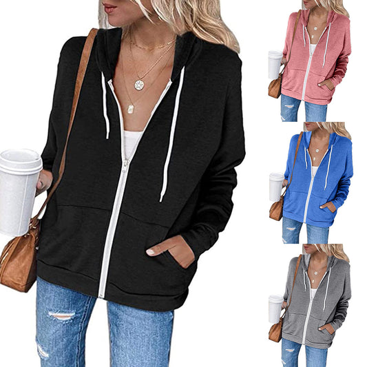 Pocket Drawstring Hooded Zipper Padded Cardigan