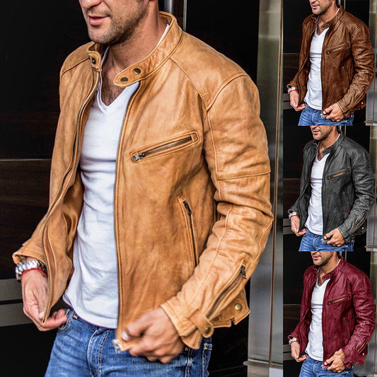 Punk Mens Motorcycle Leather Jacket by http://Lolyshop.shop