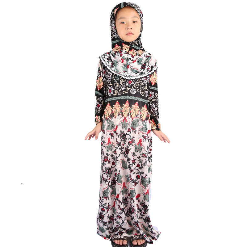 Robe Hui Girl Clothes Middle Eastern Islamic Floral Cloth Kids Prayer Robe by http://Lolyshop.shop