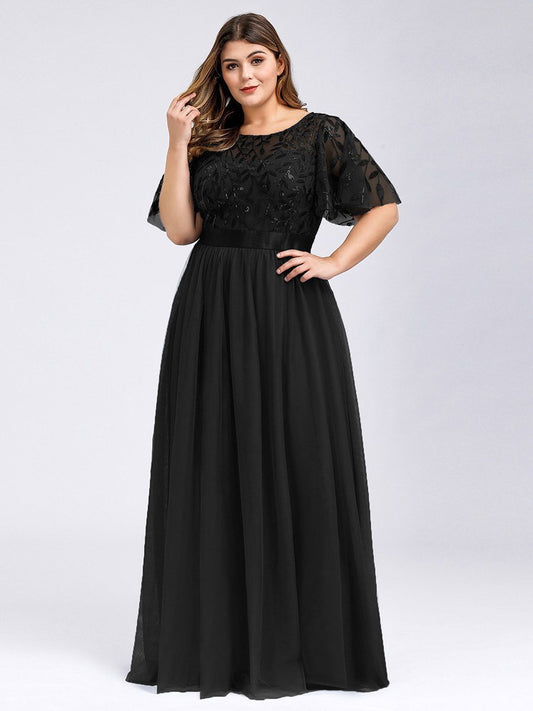 European And American Xl Fat Girl Sister Group Bridesmaid Dress Sequin Mesh Annual Party Banquet Adult Ceremony Evening Dress