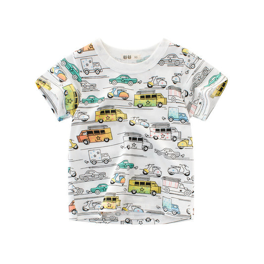 Children's Clothing Summer Boys Short Sleeved Full Print Car Cartoon Children's T Shirt by http://Lolyshop.shop