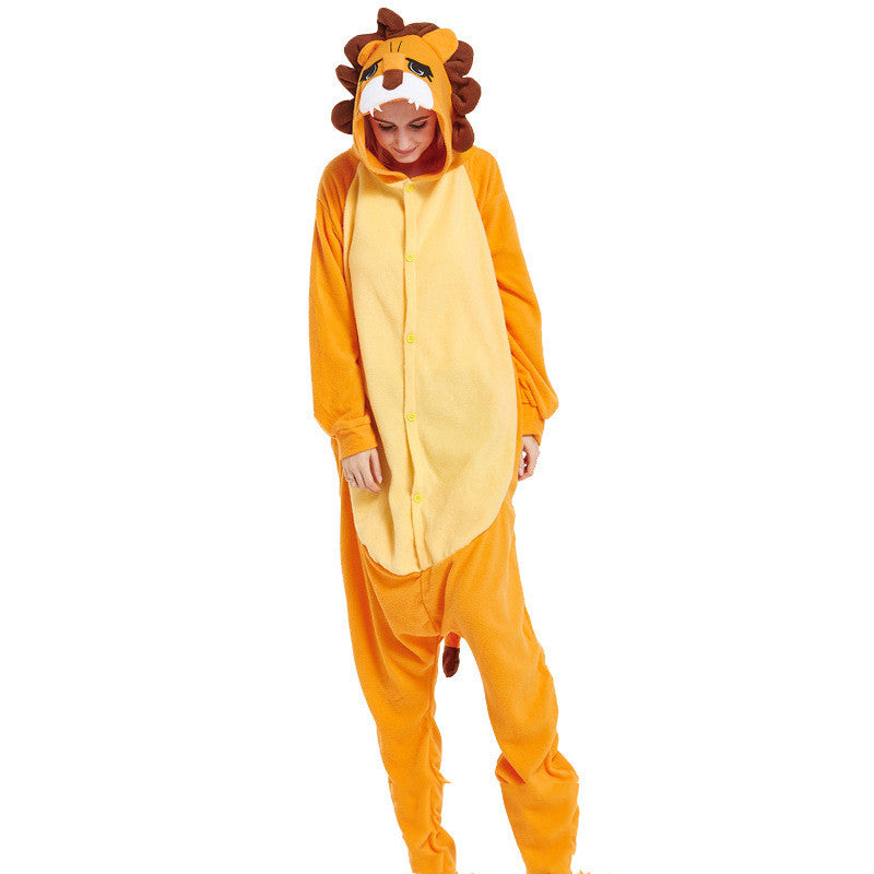 Lovers Halloween Lion King Cartoon Animal One-Piece Pajamas Lovers Autumn And Winter Thick Home Clothes Simba Performance Costume by http://Loyshop.shop