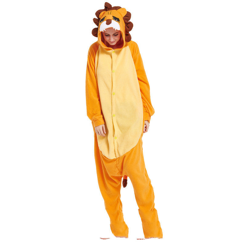 Lovers Halloween Lion King Cartoon Animal One-Piece Pajamas Lovers Autumn And Winter Thick Home Clothes Simba Performance Costume by http://Loyshop.shop