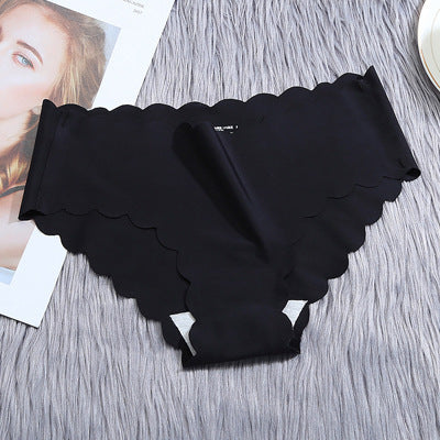 Ruffle Ice Silk Underwear Women's Girls Shorts Package Seamless Underwear Smooth Satin Ladies Underwear Set