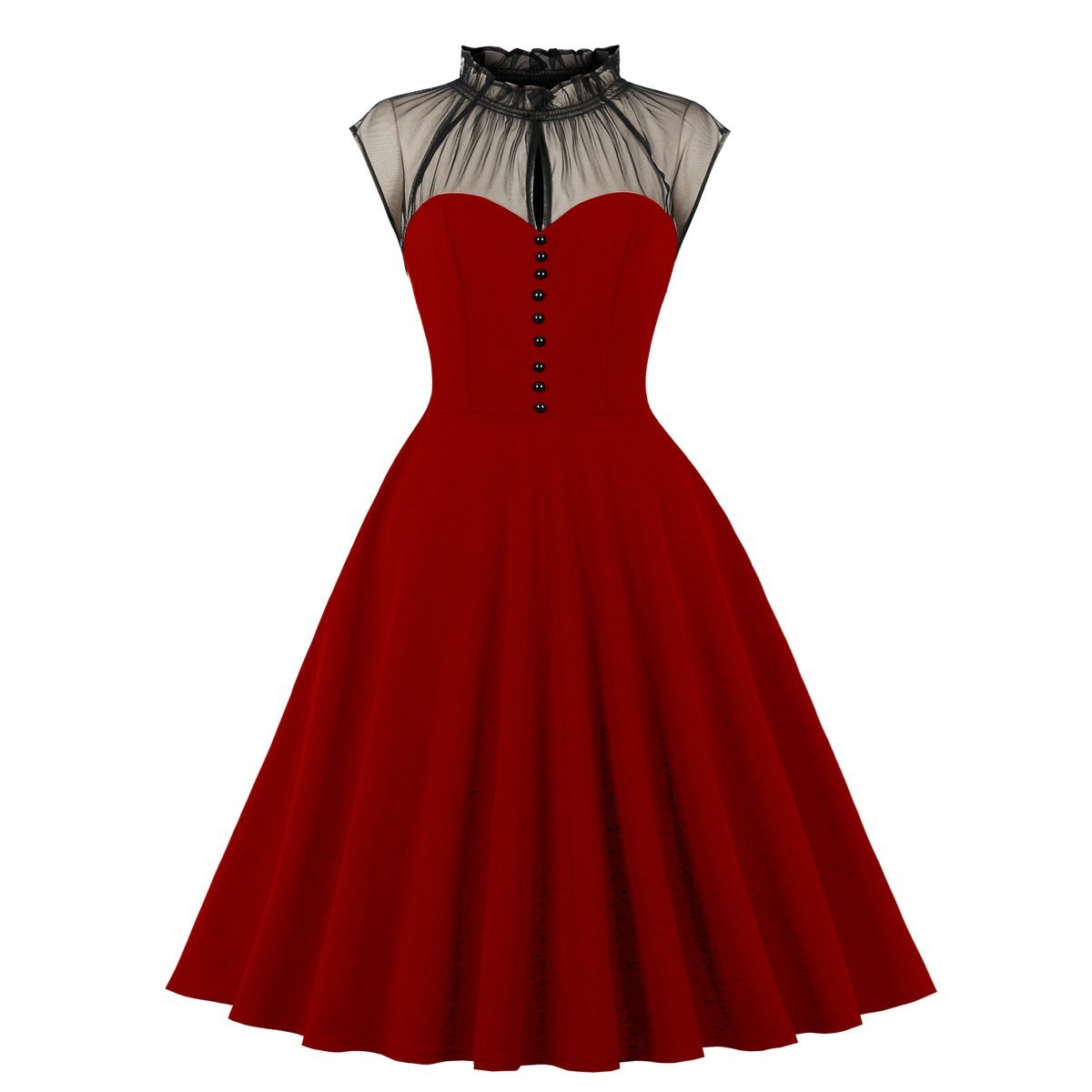 Women's Mesh Stitching Flying Sleeves Elegance Retro Dress by http://Lolyshop.shop