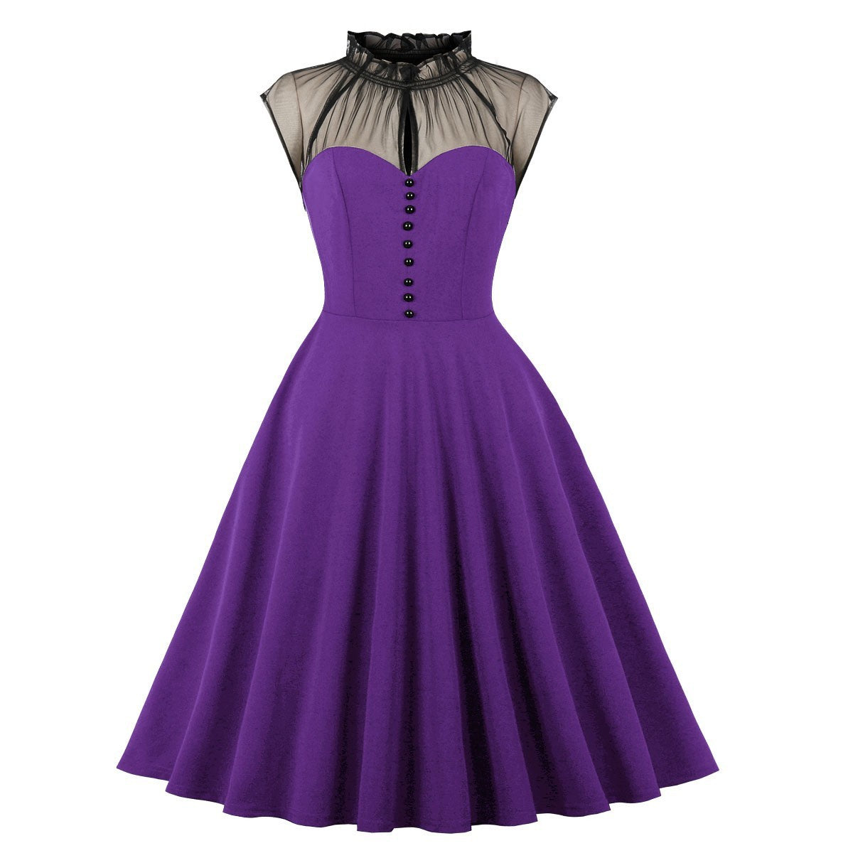 Women's Mesh Stitching Flying Sleeves Elegance Retro Dress by http://Lolyshop.shop
