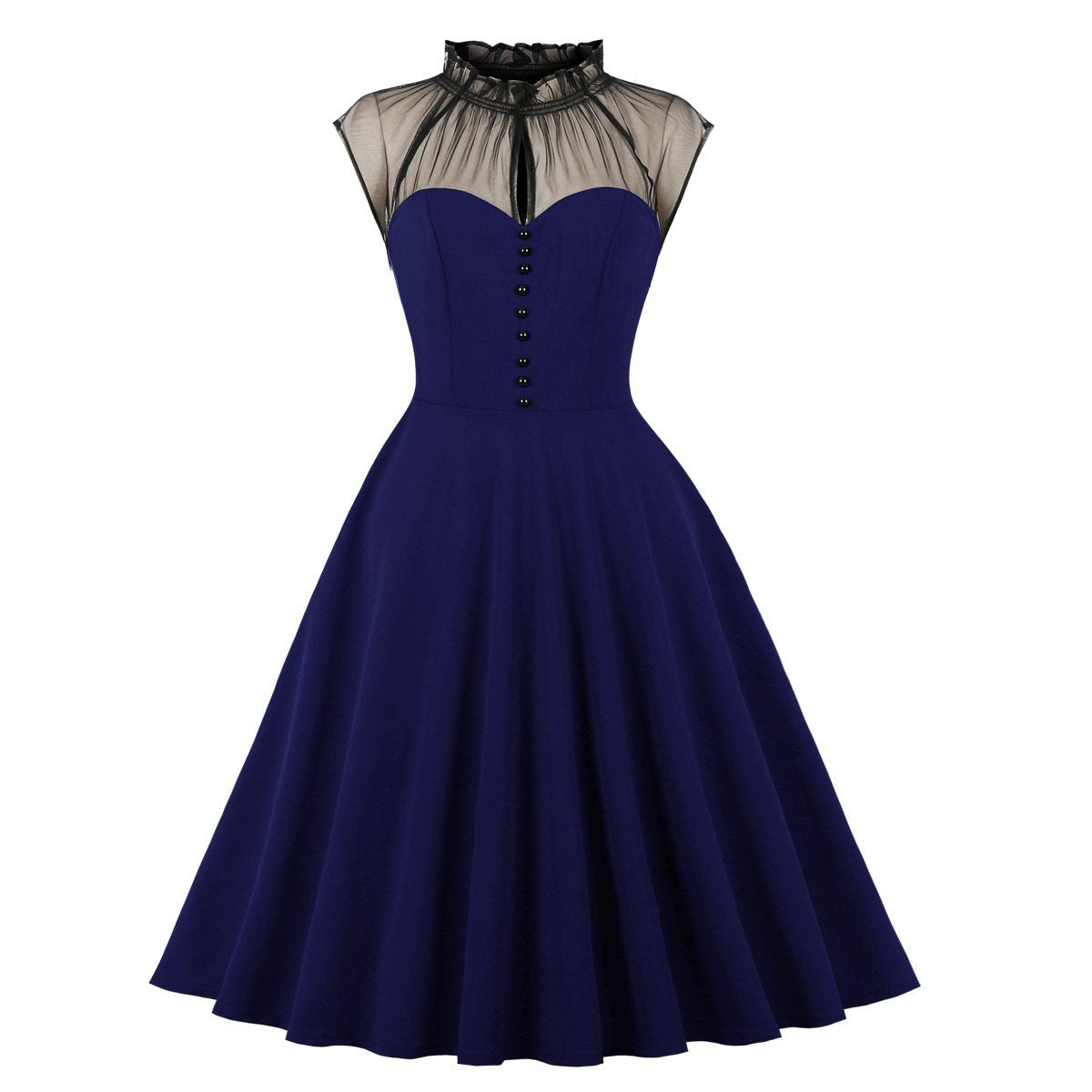Women's Mesh Stitching Flying Sleeves Elegance Retro Dress by http://Lolyshop.shop