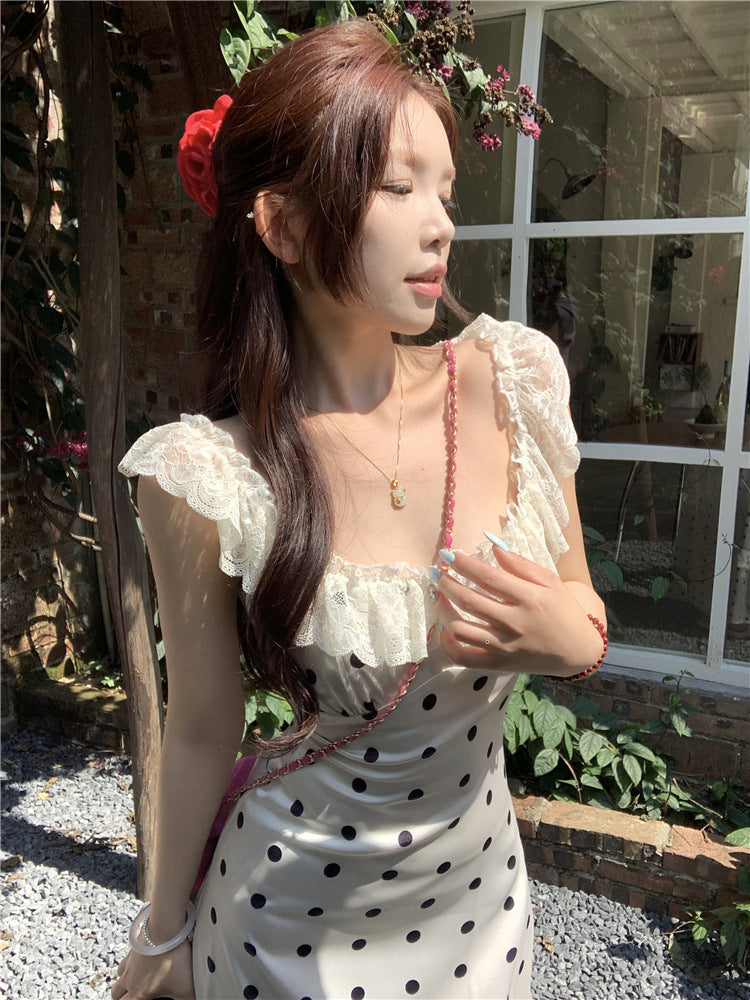 Polka Dot Brace Dress Women