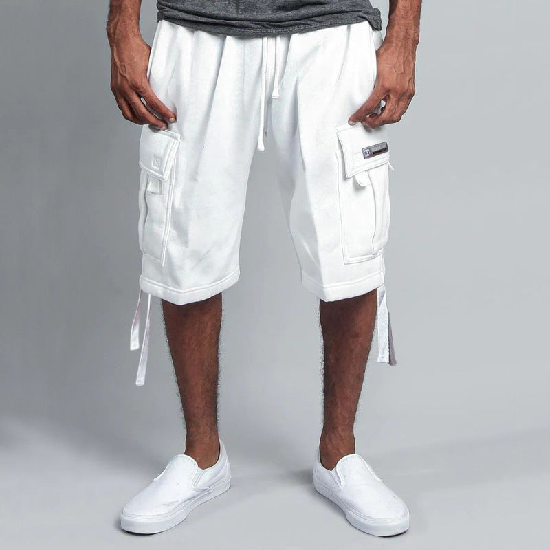 Men's Casual Five-point Overalls Multi-pocket Loose Straight Shorts by http://Lolyshop.shop