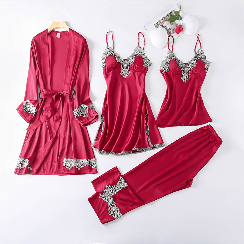Four-piece dressing gown female summer suit by http://Lolyshop.shop