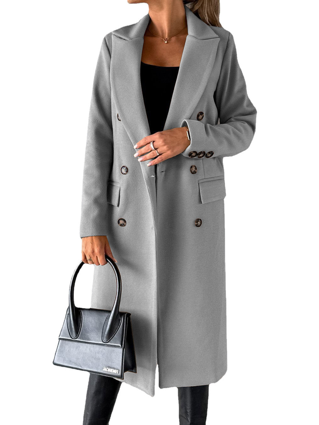 Double Breasted Lapel Coat Winter Fashion Solid Slim Long Jacket Long Sleeve Tops Womens Clothing by http://Loyshop.shop