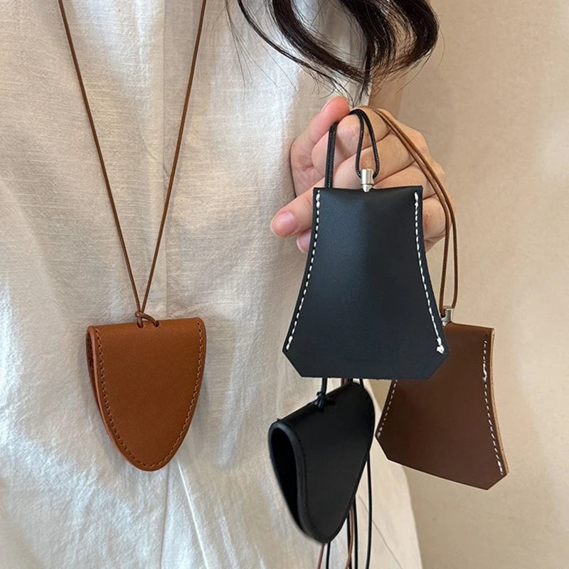 Simple Personalized Multifunctional Leather Sunglasses Clip Organizer Necklace Creative Cute Pouch Pendant Sweater Chain Jewelry