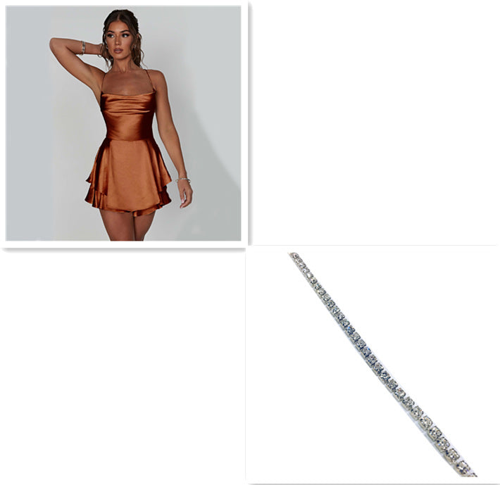 Sexy Suspender Skirt For Women Elegant Slim Strap Satin Backless Lace Up A-Line Short Dress Lady by http://Lolyshop.shop