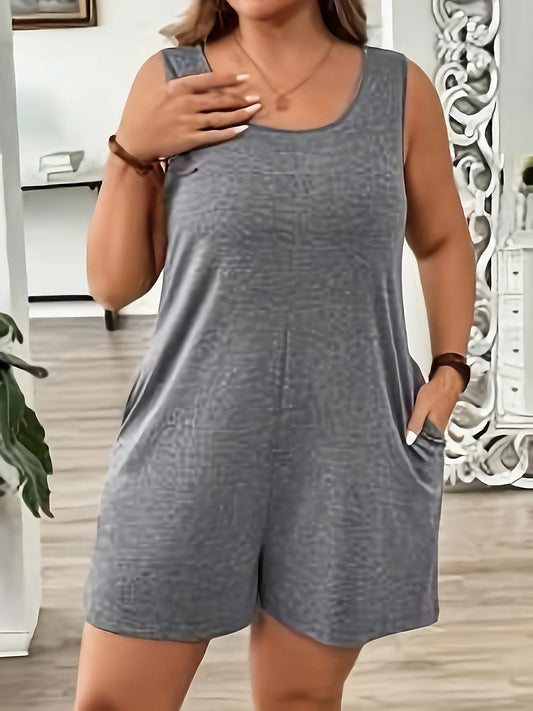 Women's plus size solid color sports simple daily knitted solid color jumpsuit casual comfortable cool by http:// Lolyshop.shop