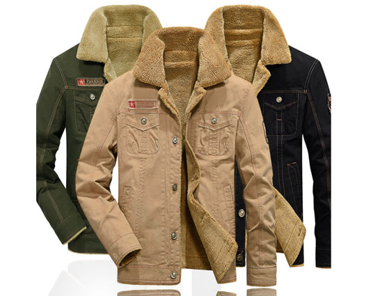 Winter plus velvet thick lapels uniforms air force one jacket jacket cotton clothing men by http://Lolyshop.shop