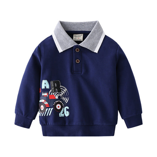 New Fashion Cute Cartoon Print Boys Lapel Sweater by http://Lolyshop.shop