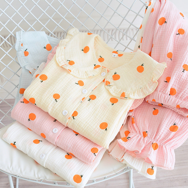 Long Sleeve Doll Collar Pure Cotton Pajamas Women's Loose Home Wear Suit Simple Loose