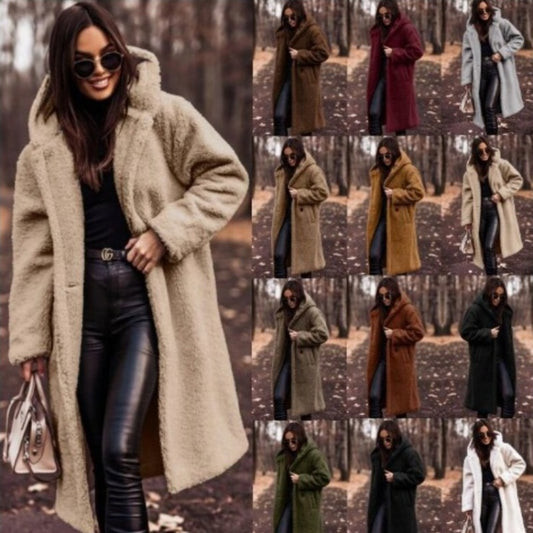 Autumn Winter Fashion Elegant Long Coat Woman Plush Warm Faux Fleece Coat Women Teddy Jacket Female Teddy Coat Outwear Ladies by http://Loyshop.shop