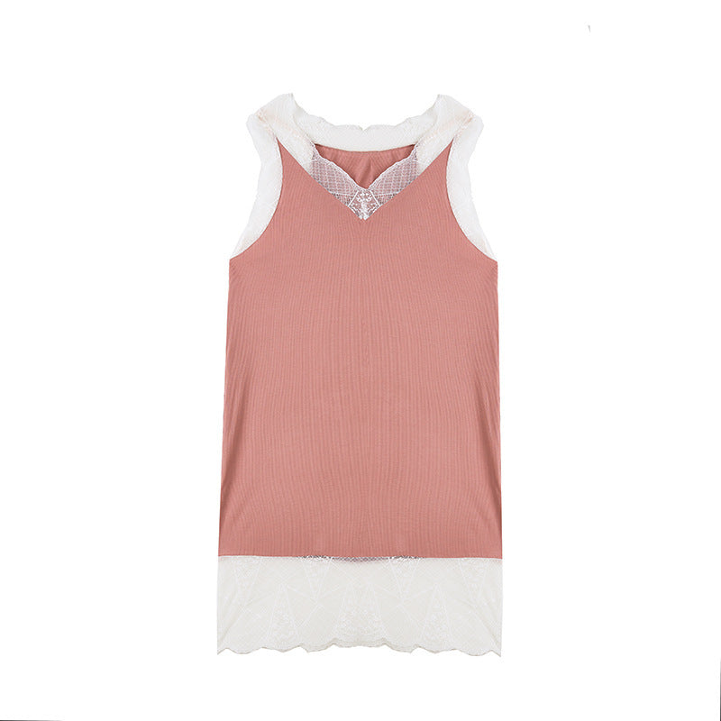 Mid-length Lace Sleeping Modal Cotton Homewear by http://Lolyshop.shop