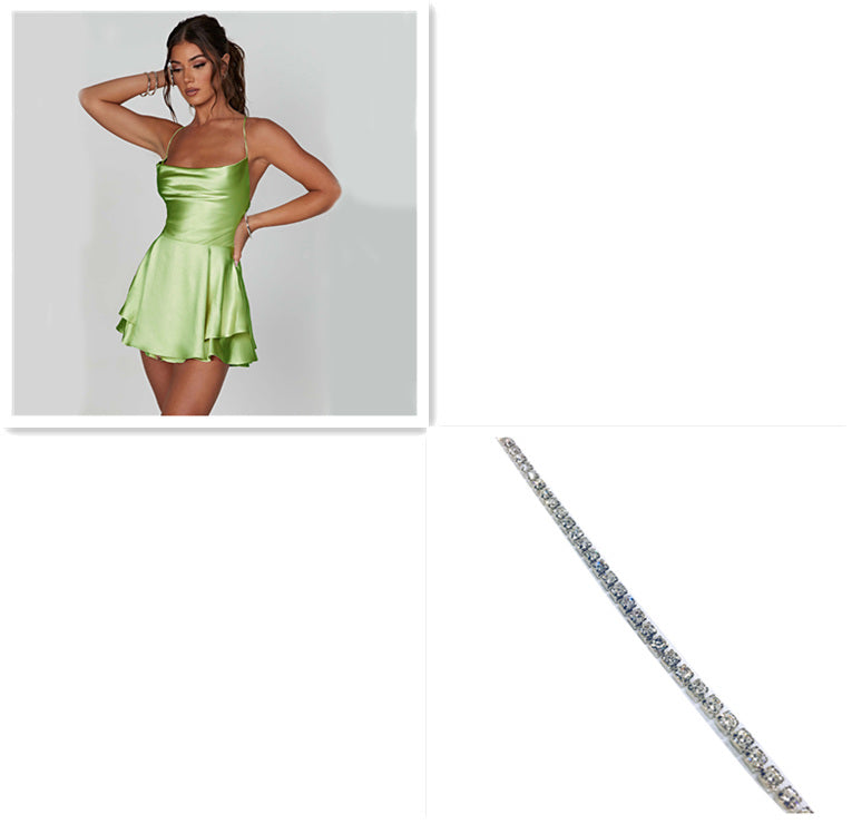 Sexy Suspender Skirt For Women Elegant Slim Strap Satin Backless Lace Up A-Line Short Dress Lady by http://Lolyshop.shop