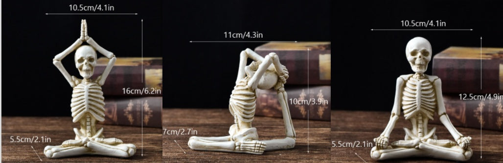 Halloween Horror Desktop Decoration Resin Ornaments Feature Modeling Yoga Skull Skeleton by http://Lolyshop.shop