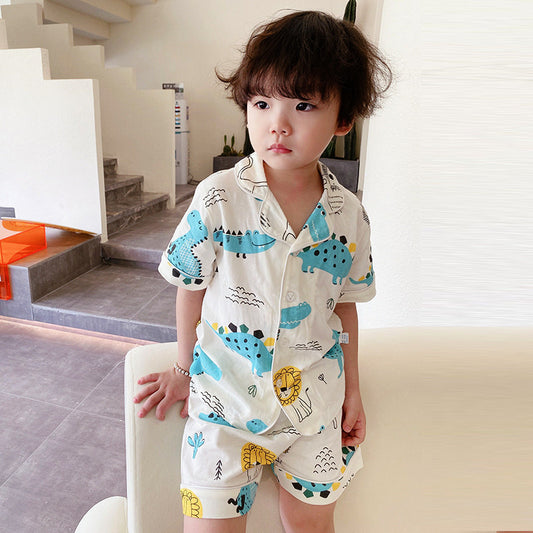 Boys And Girls Home Air Conditioning Clothing Cardigan Pajama Set by http://Lolyshop.shop