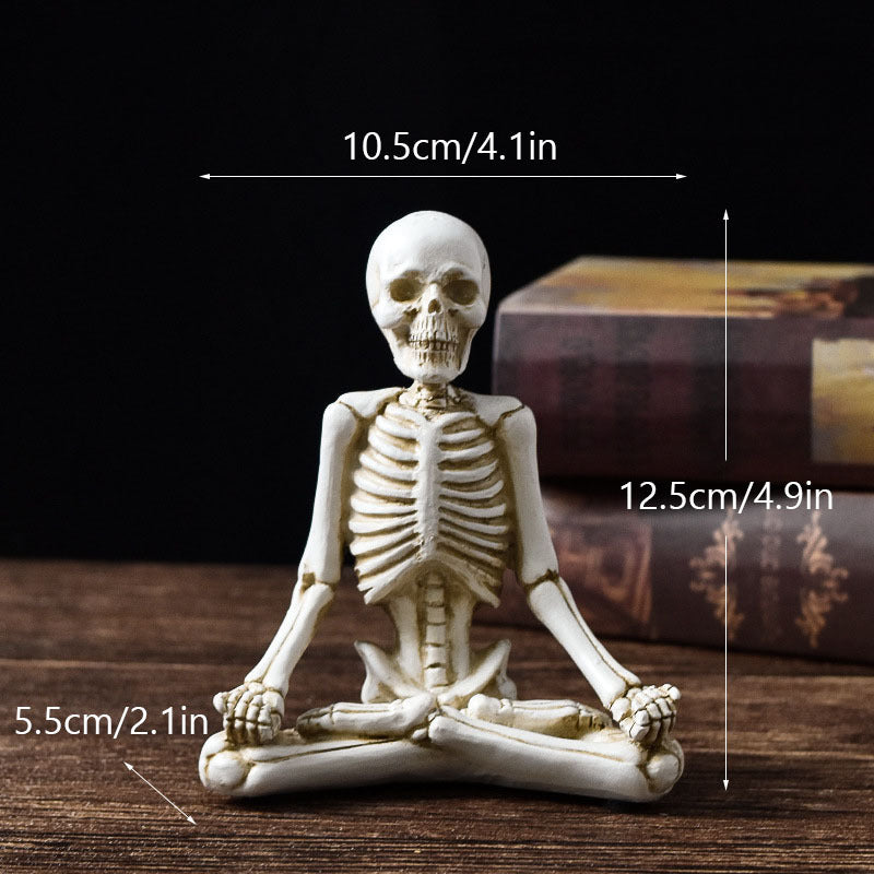 Halloween Horror Desktop Decoration Resin Ornaments Feature Modeling Yoga Skull Skeleton by http://Lolyshop.shop