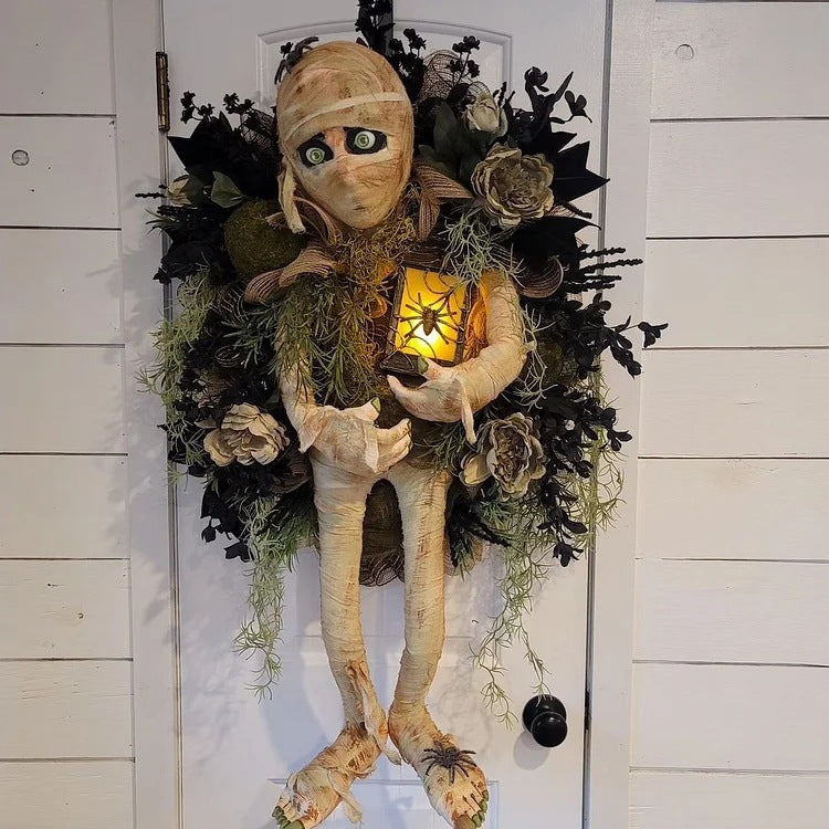 Mummy Halloween Wreath Door Pendant Haunted House Decoration Portable Ghost Festival Horror Wreath Party Supplies Decoration by http://Loyshop.shop