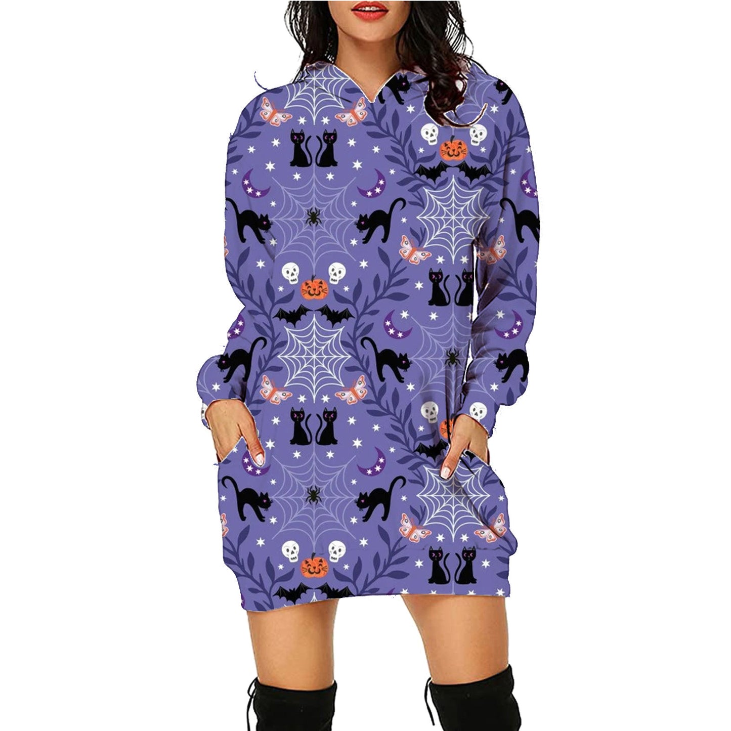 Halloween Print Long Hoodie With Pockets Sweater Long Sleeve Clothes Women by http://Loyshop.shop