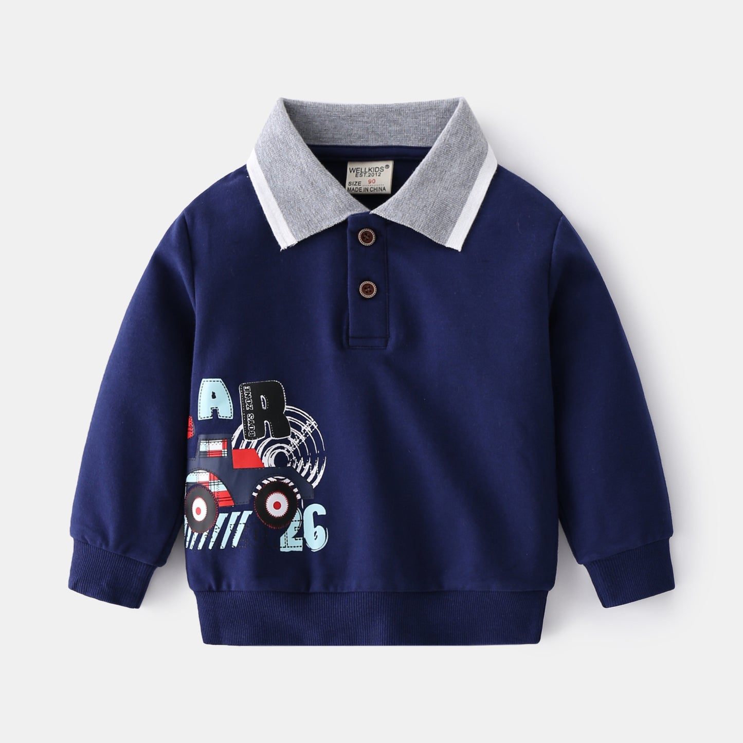 New Fashion Cute Cartoon Print Boys Lapel Sweater by http://Lolyshop.shop