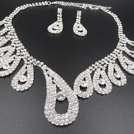 The New All-match Bride Bride Wedding Accessories Wholesale Diamond Suit Set Big Chain Necklace Set Wholesale by http://Lolyshop.shop