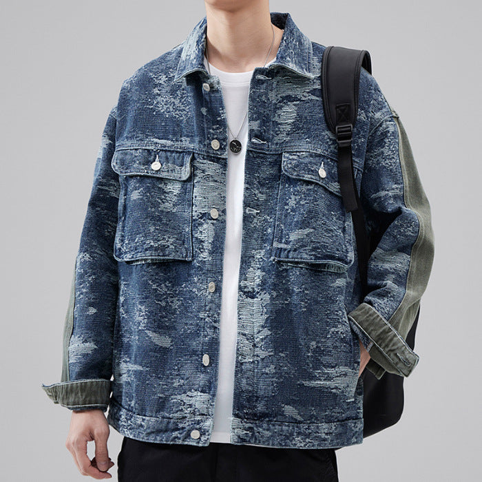 High Street American Classic Retro Patterned Denim Casual Jacket Shirt by http://Lolyshop.shop